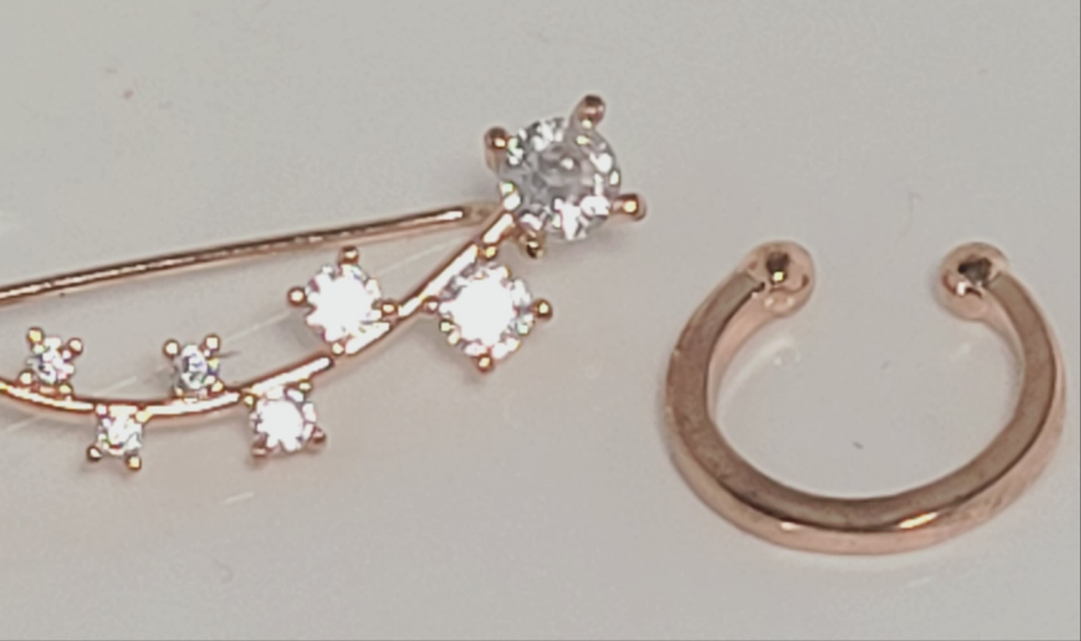 CZ Geometric Design Climber Earring&Gold Plated Ear Cuff