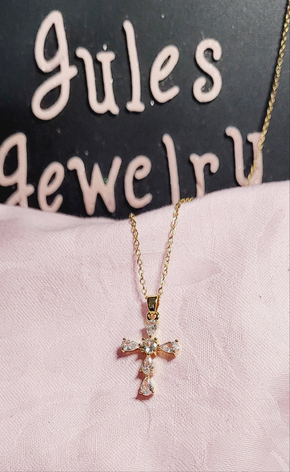 Simple Style Cross Shape Inlay Zircon 18k Gold Plated Necklace