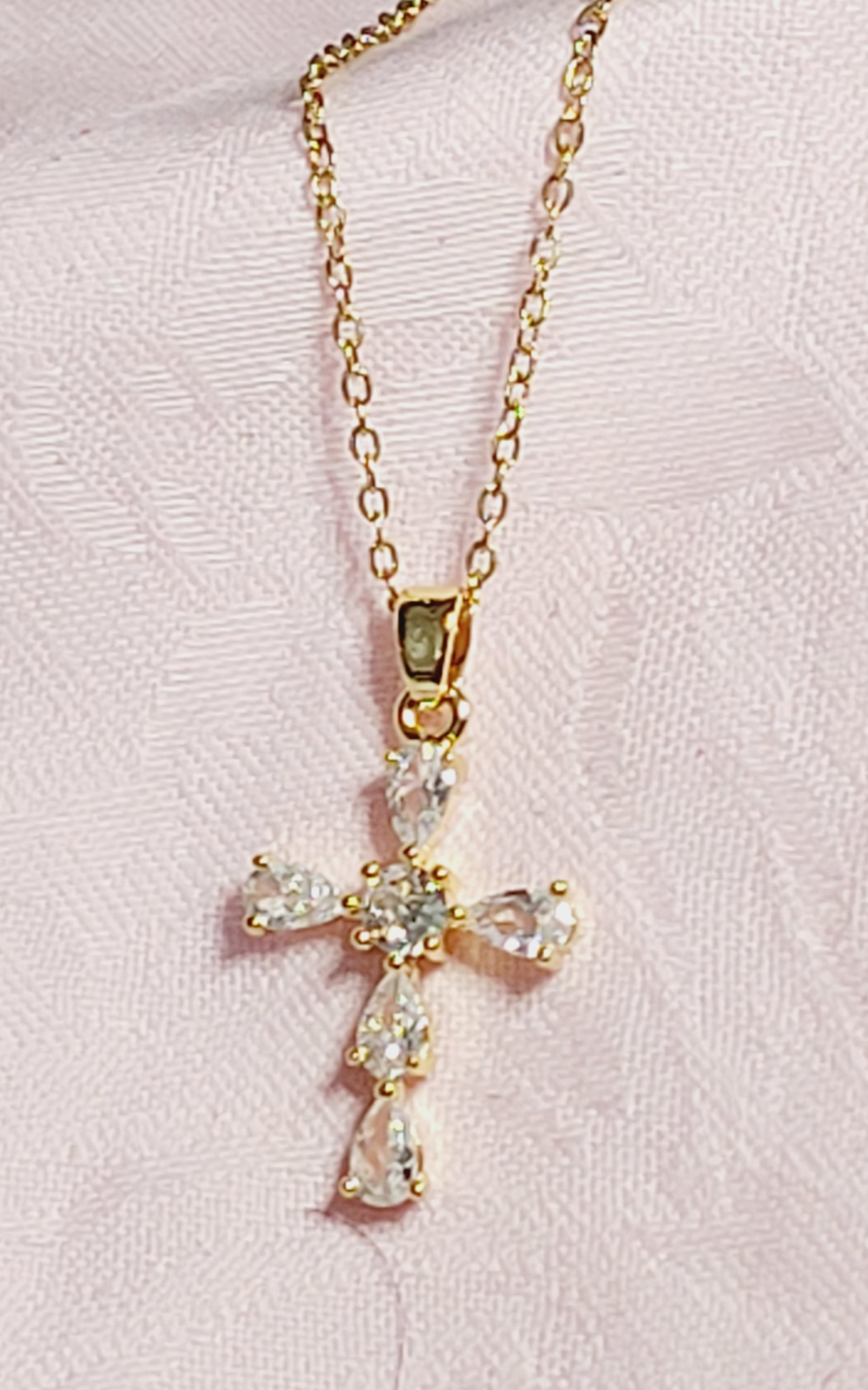 Simple Style Cross Shape Inlay Zircon 18k Gold Plated Necklace