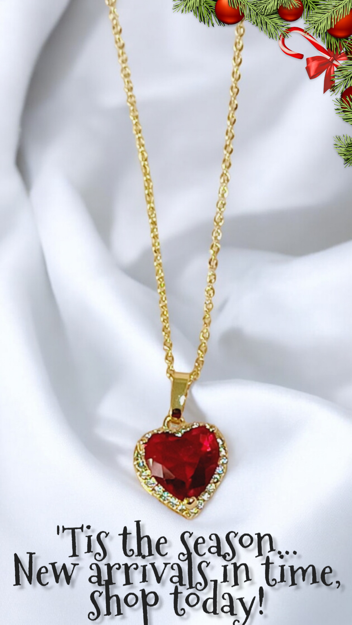 Gold Plated Red Sweet Heart Pendant Necklace