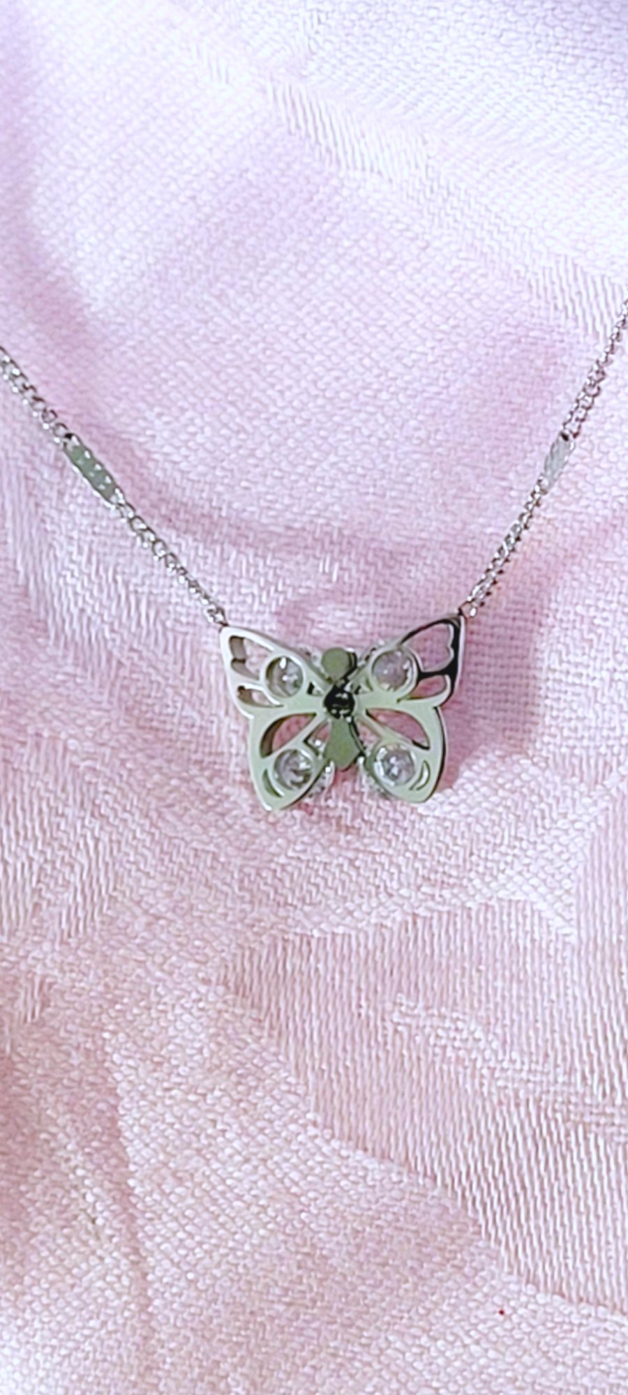 Angelette Butterfly with Zirconia Wings Pendant Chain Necklace