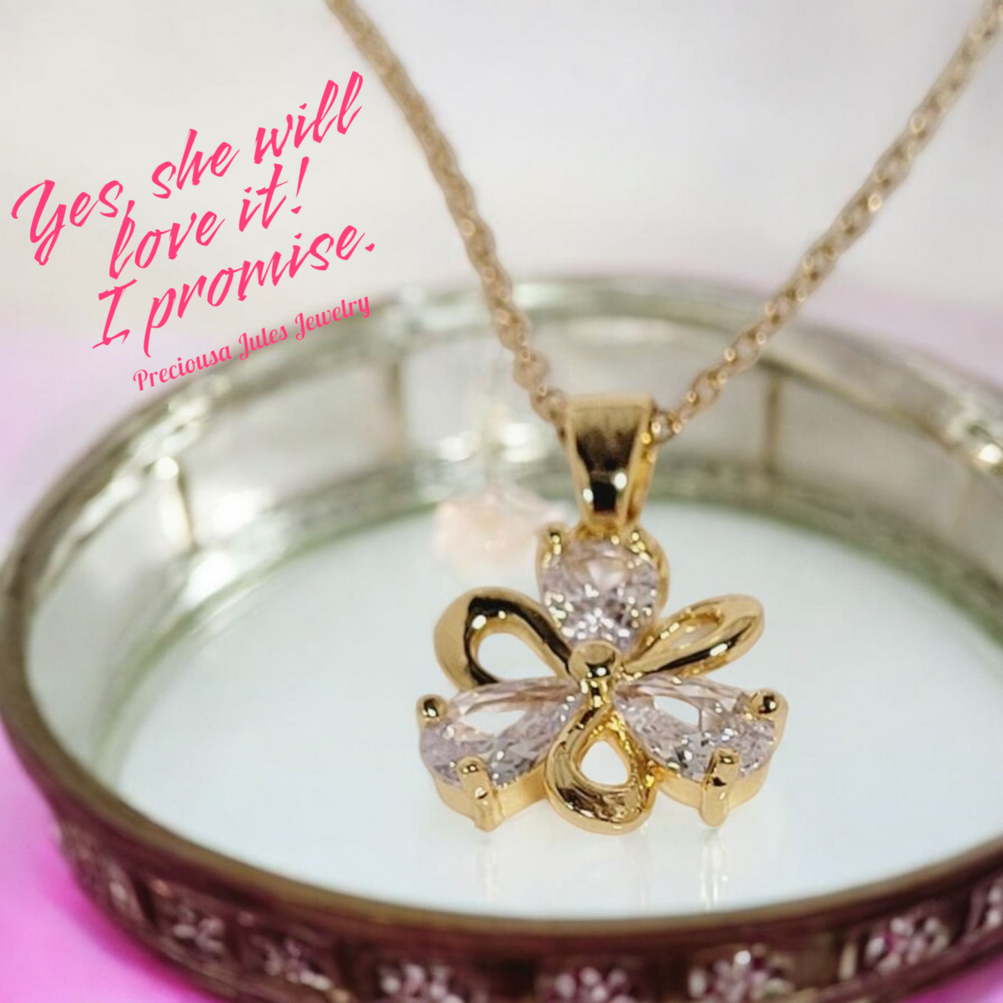 Simple Style Flower Shape Pendant Necklace 18k Gold-Plated