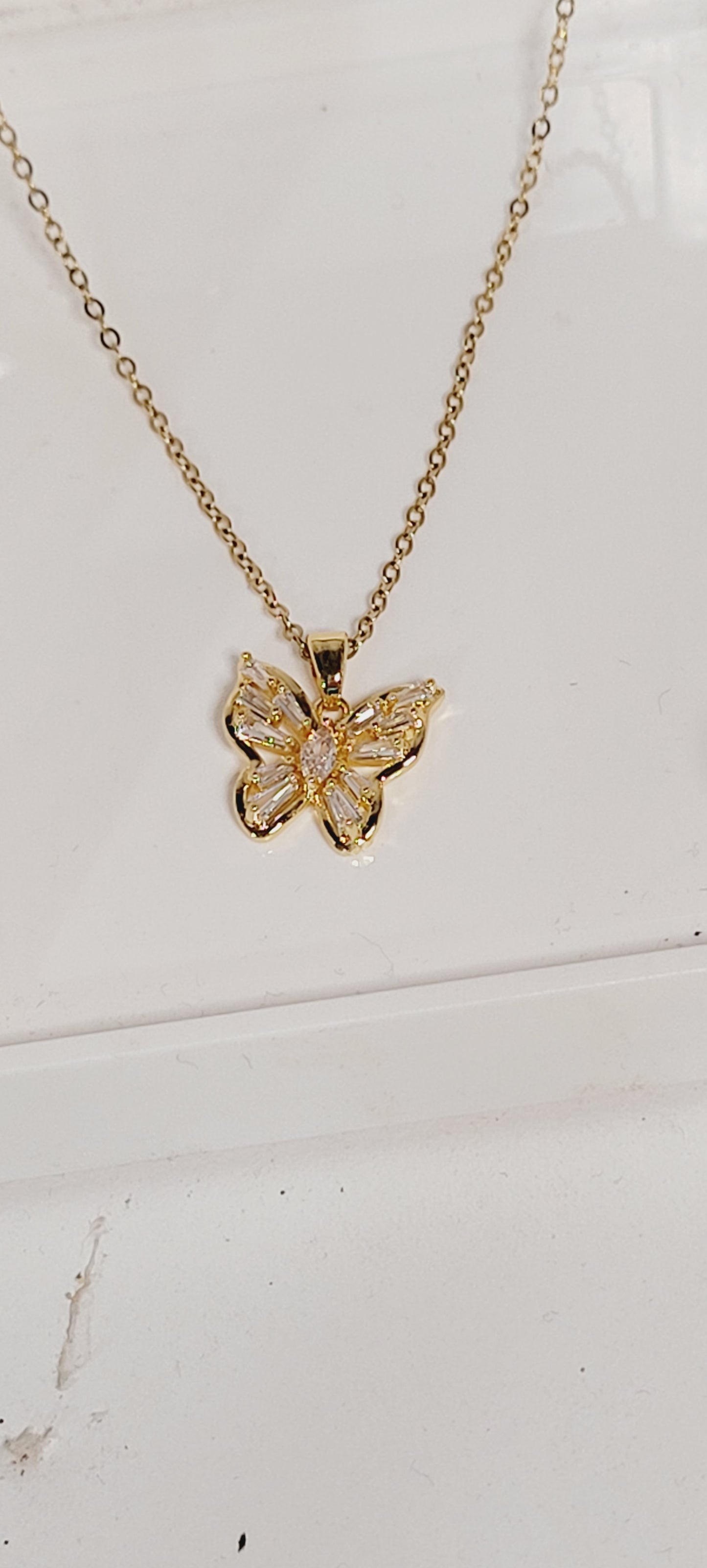 Gold Plated Butterfly Shape Pendant Necklace