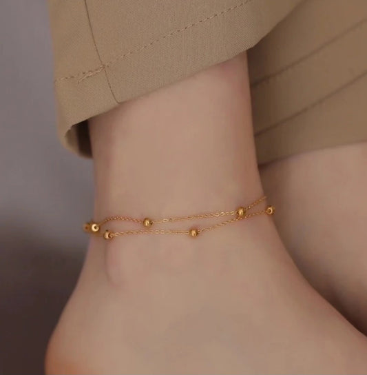 Sweet Solid Gold Color Steel Anklet