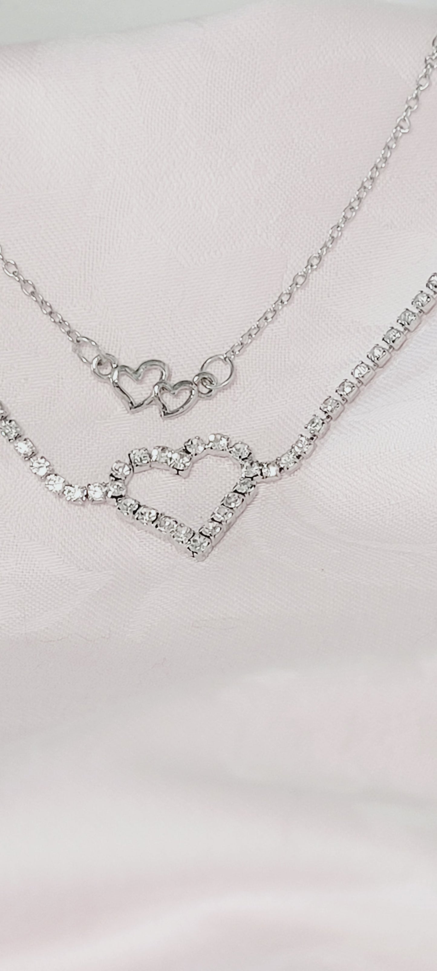 2 pcs Sparkling Heart-Shaped Double Layer Anklet