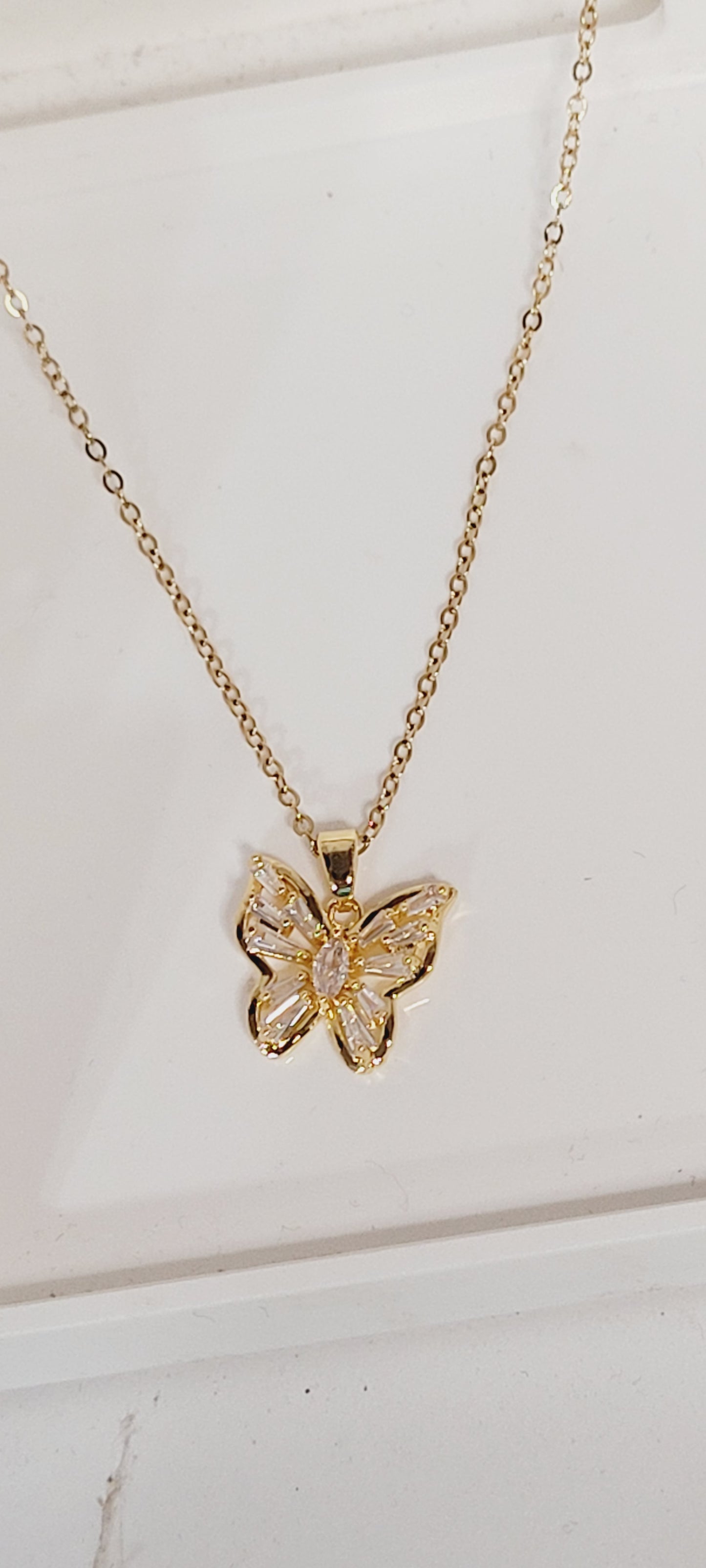 Gold Plated Butterfly Shape Pendant Necklace