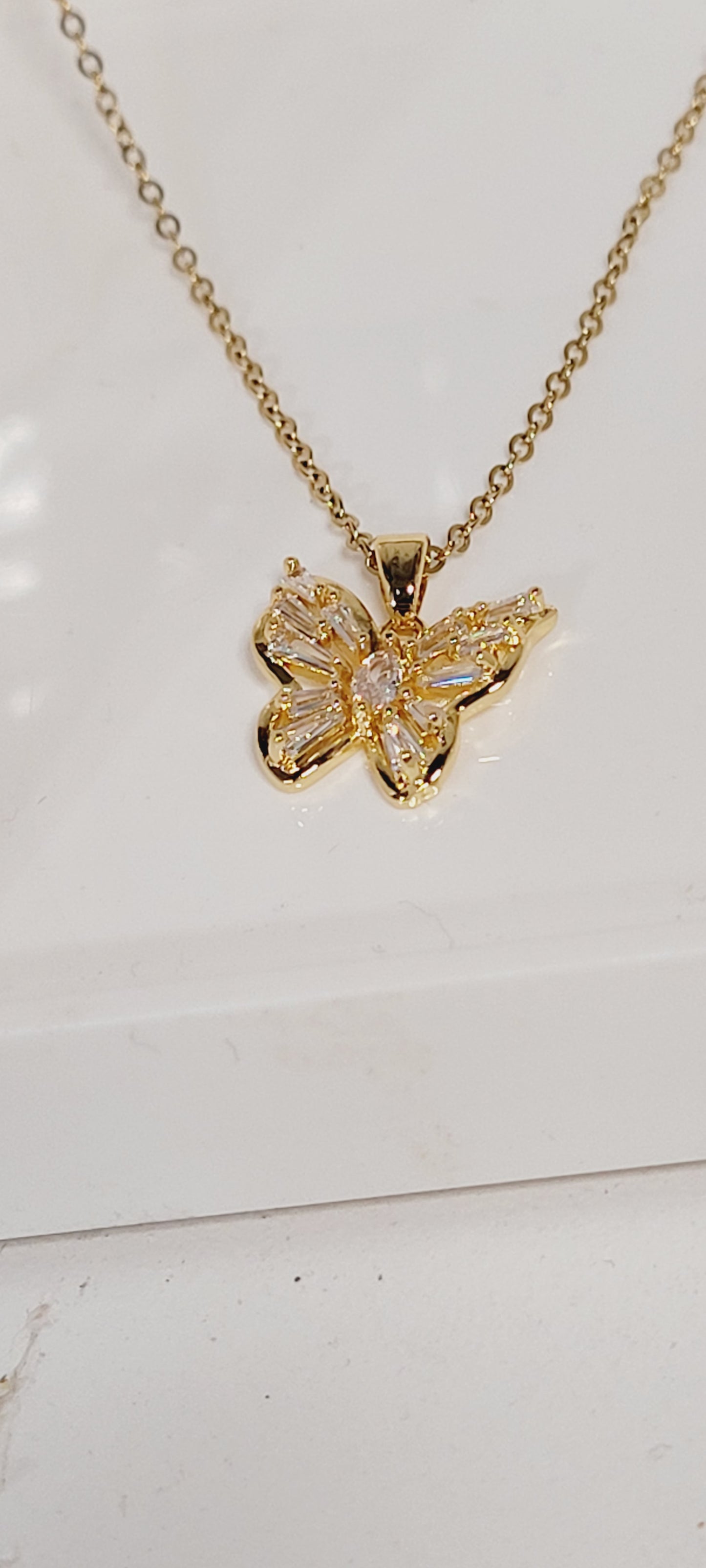 Gold Plated Butterfly Shape Pendant Necklace