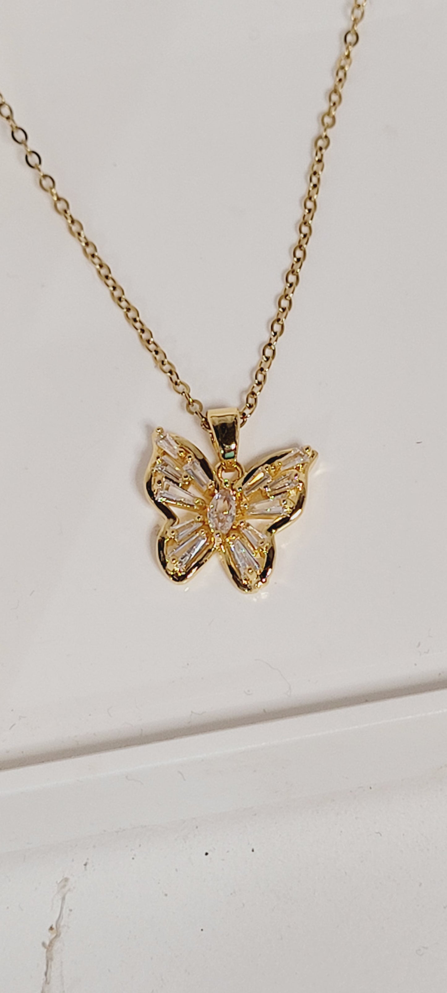 Gold Plated Butterfly Shape Pendant Necklace