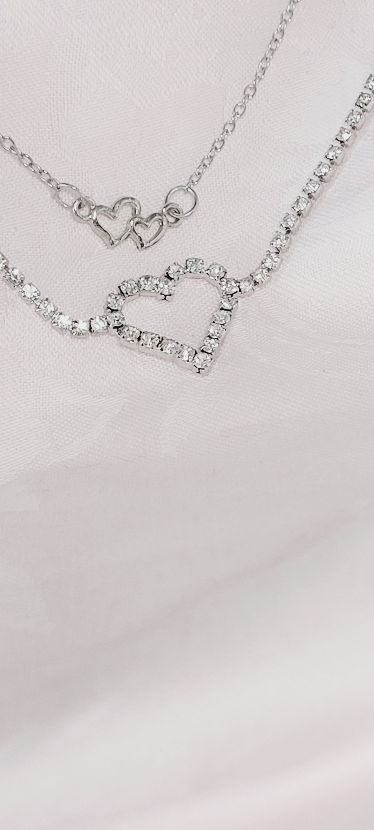 2 pcs Sparkling Heart-Shaped Double Layer Anklet