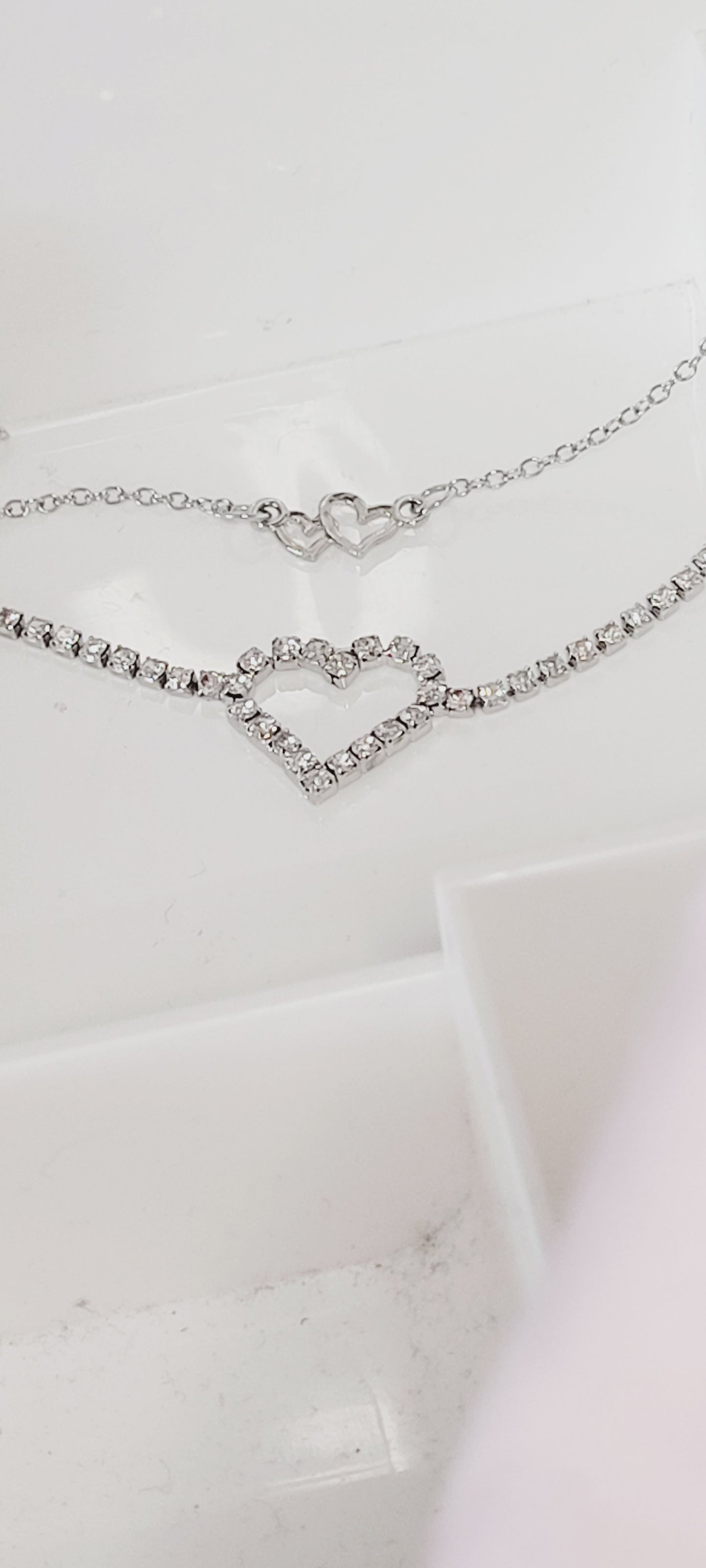 2 pcs Sparkling Heart-Shaped Double Layer Anklet