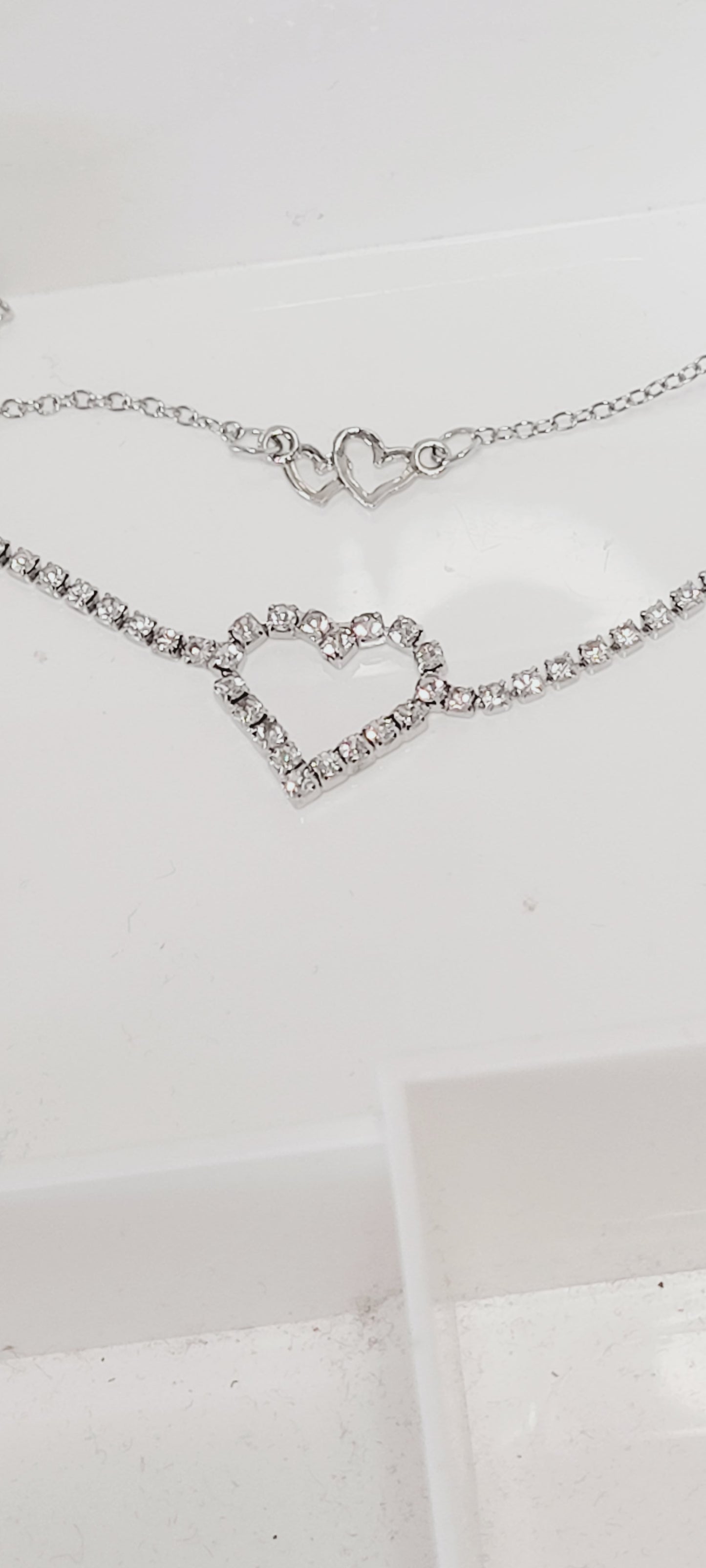 2 pcs Sparkling Heart-Shaped Double Layer Anklet