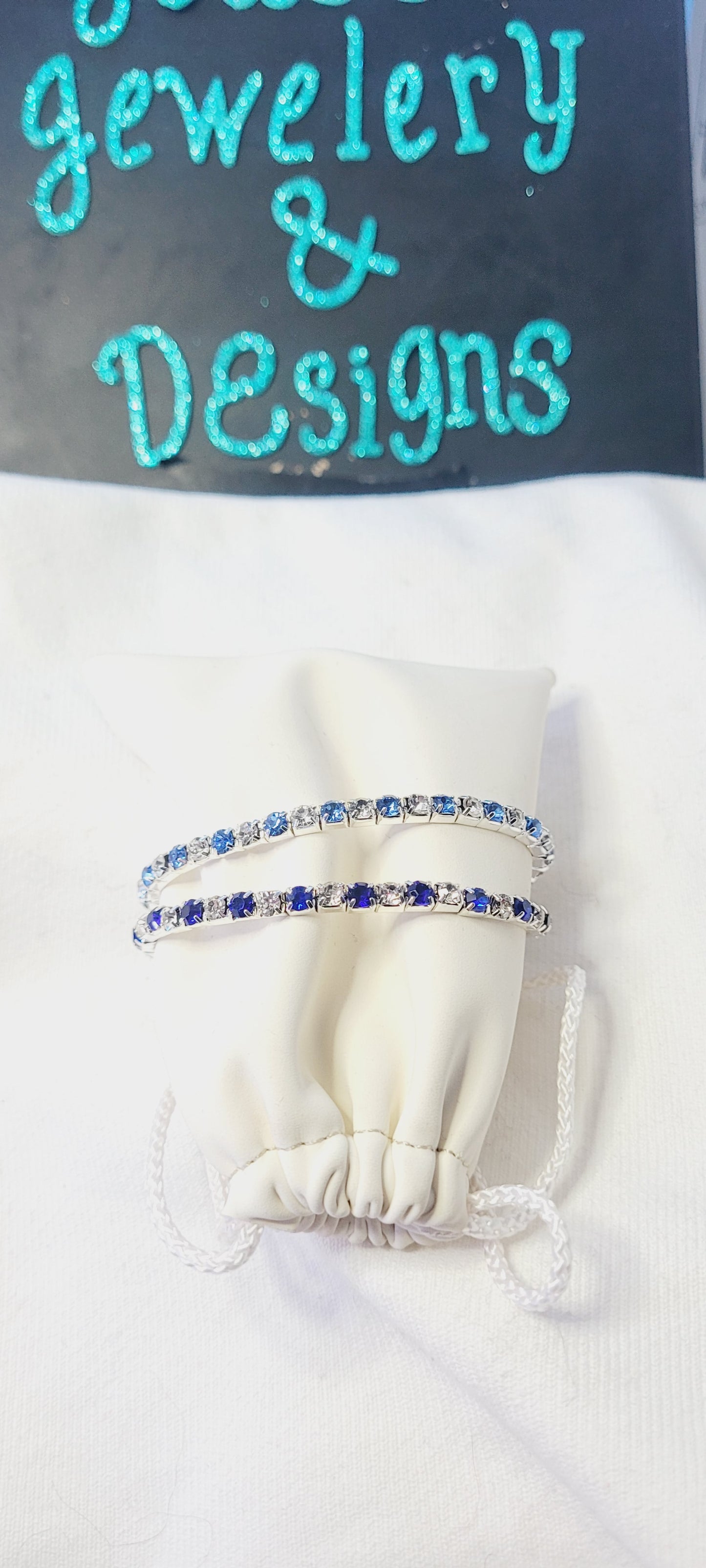 Silver plated Rhinestone multicolored stretch bracelets