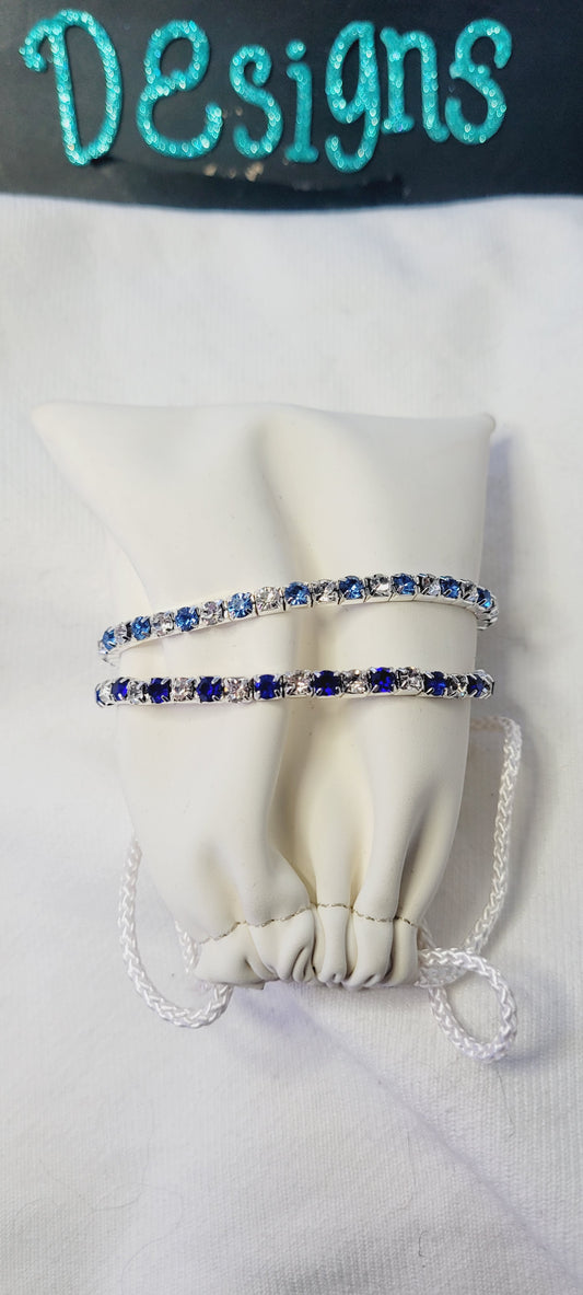 Silver plated Rhinestone multicolored stretch bracelets