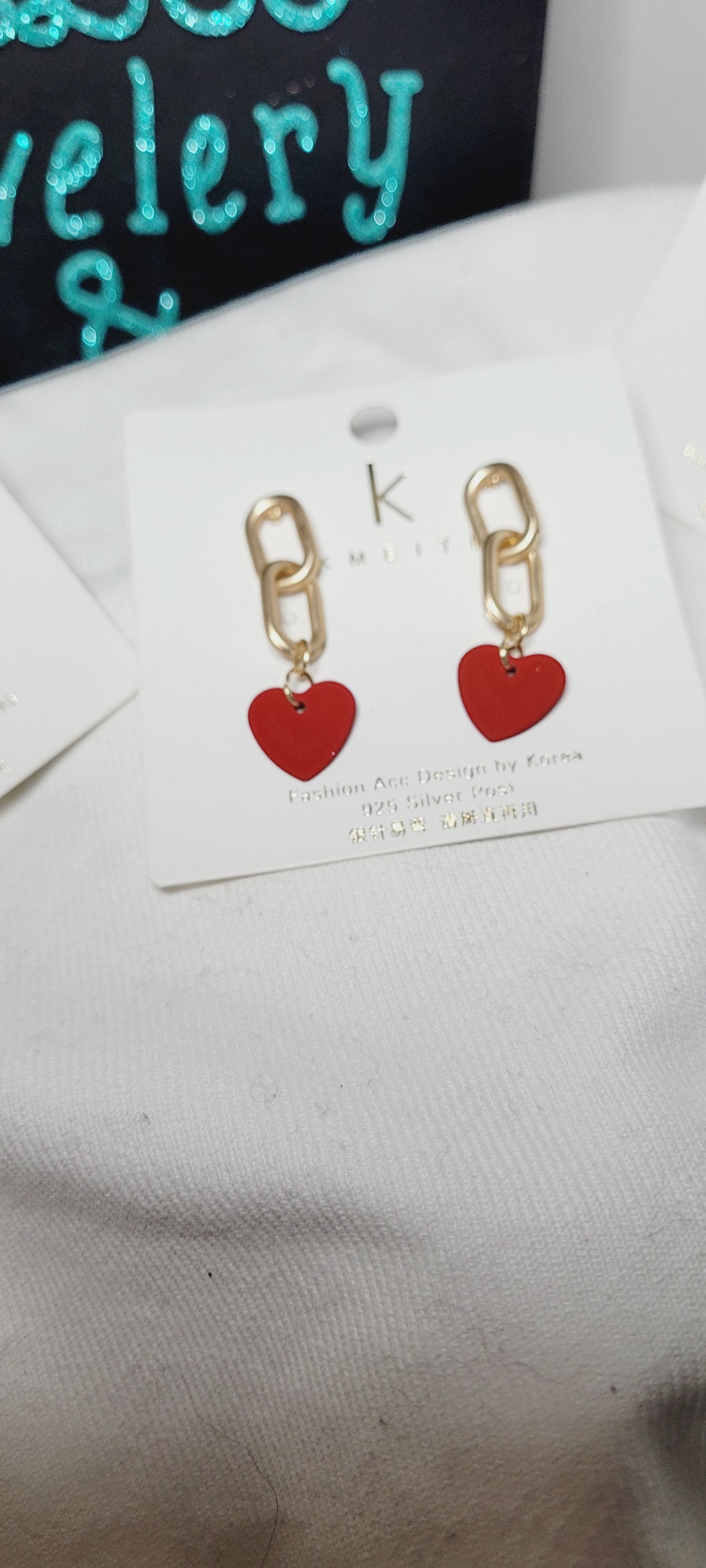 Fashion Trendy red bow or heart glam earrings (each pair sold individual)