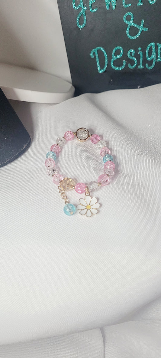 Crystal Bead Elastic Flower Bracelet