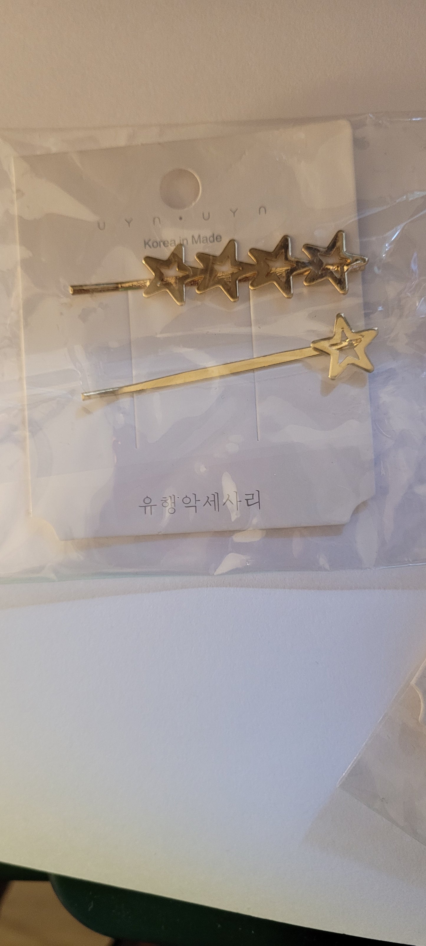 Gold five pointed star or Heart Hairpins 2 piece