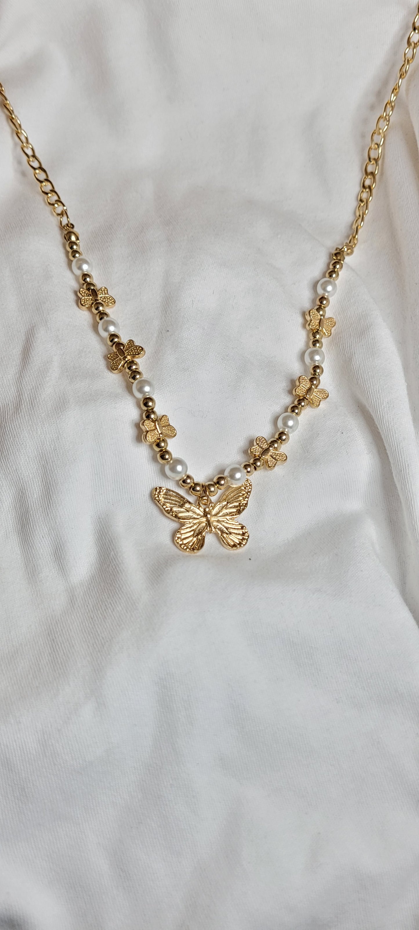 Elegant Beaded Butterfly Necklace