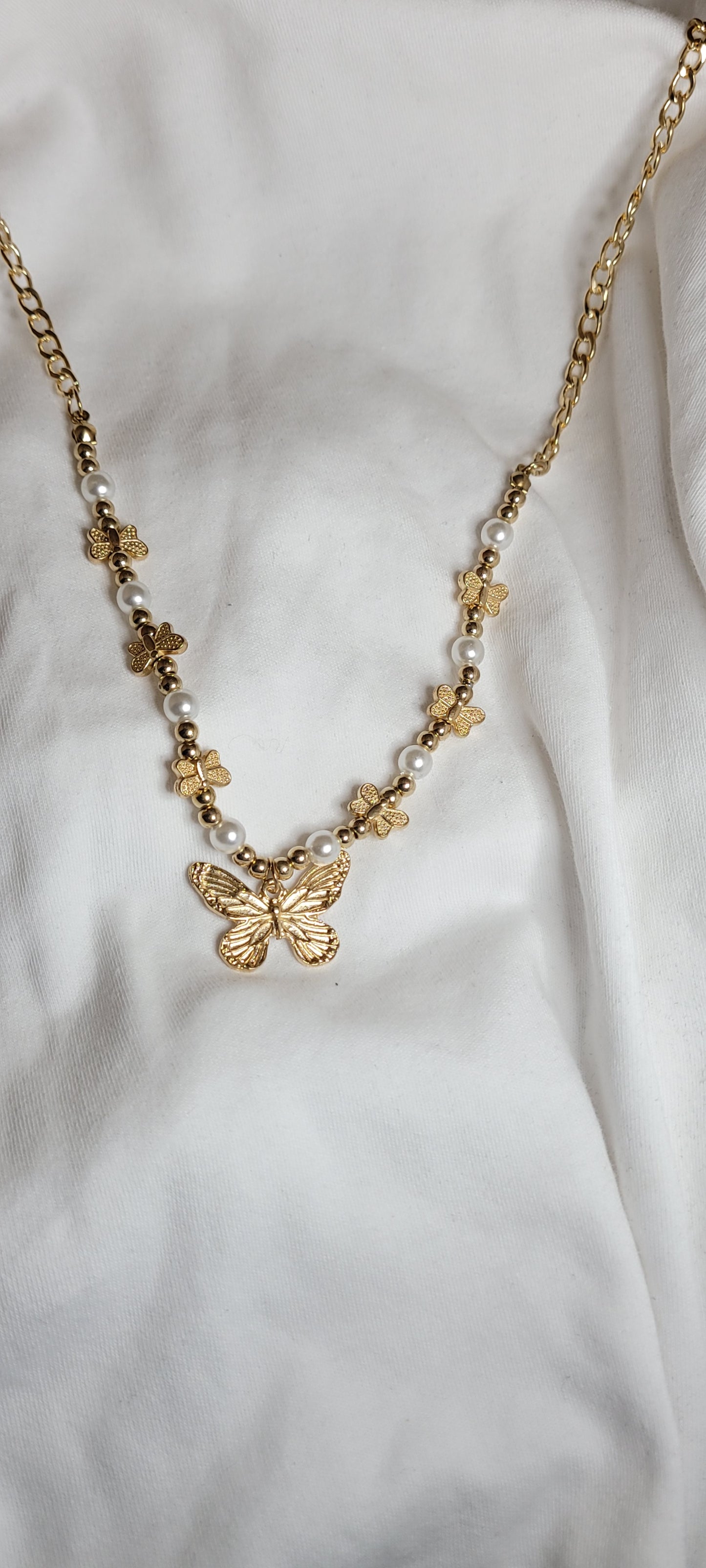 Elegant Beaded Butterfly Necklace