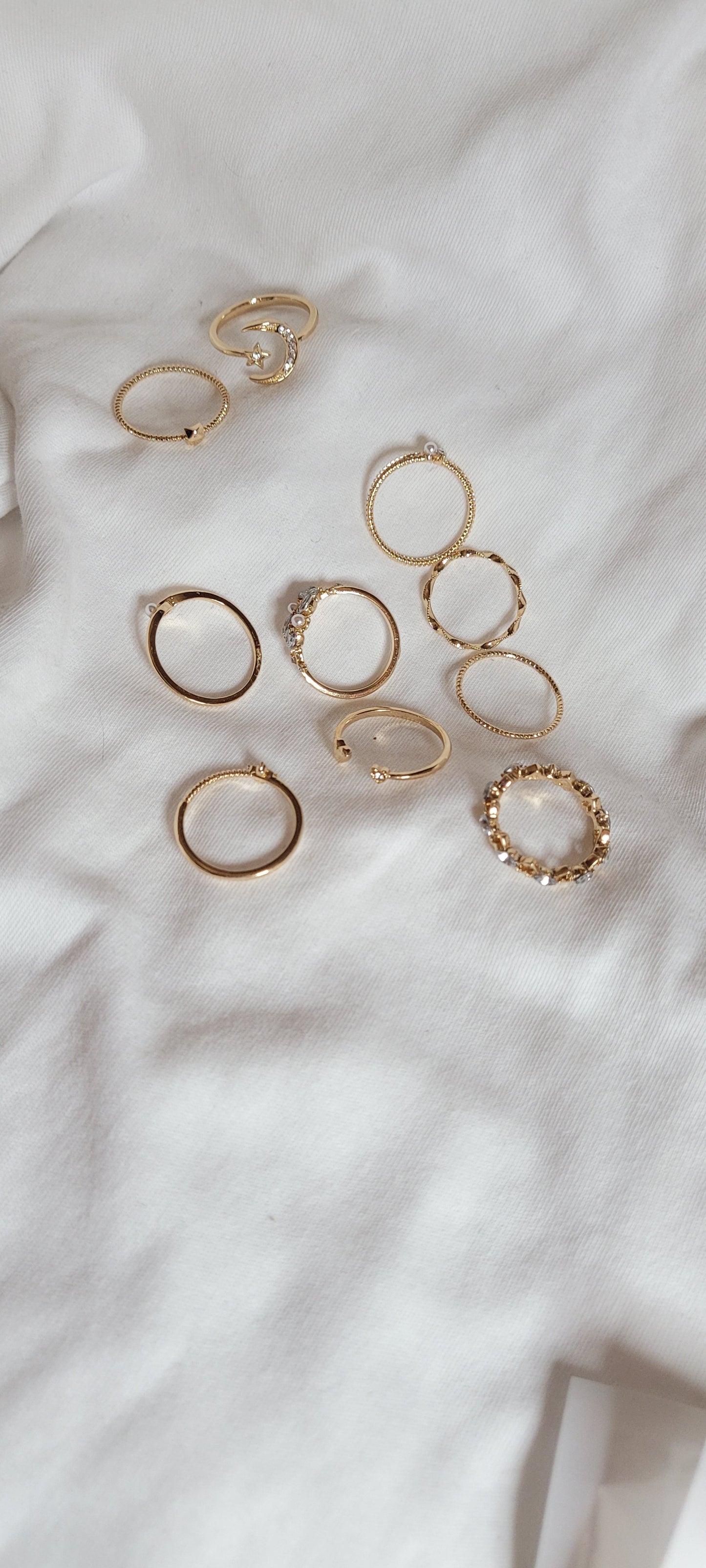 10pcs Gold Plated Fashion Ring Set