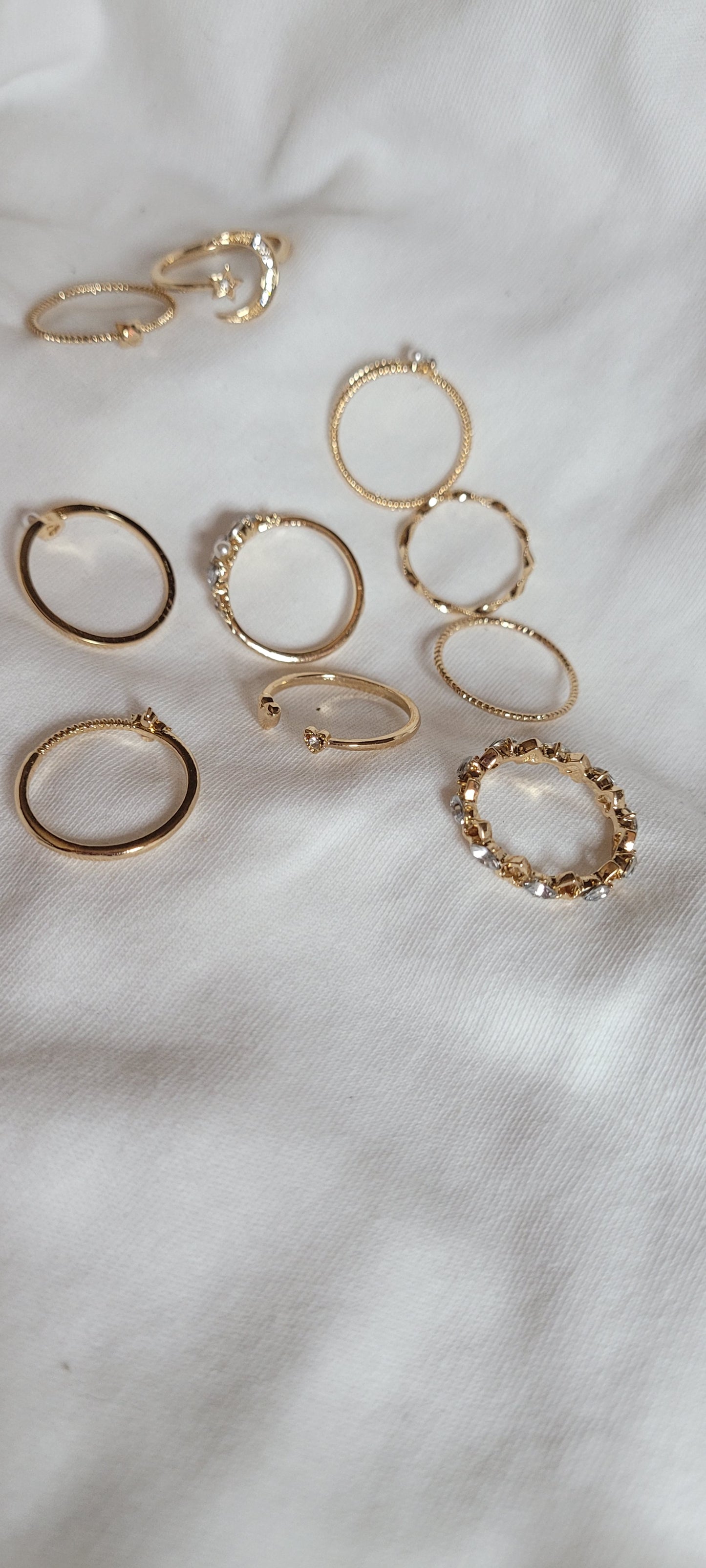 10pcs Gold Plated Fashion Ring Set