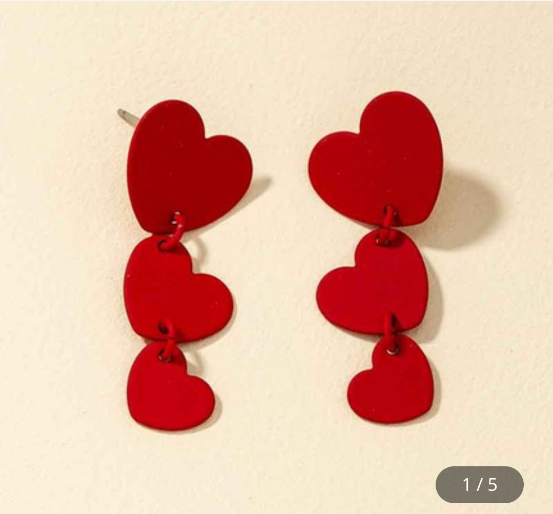 Fashion Trendy red bow or heart glam earrings (each pair sold individual)