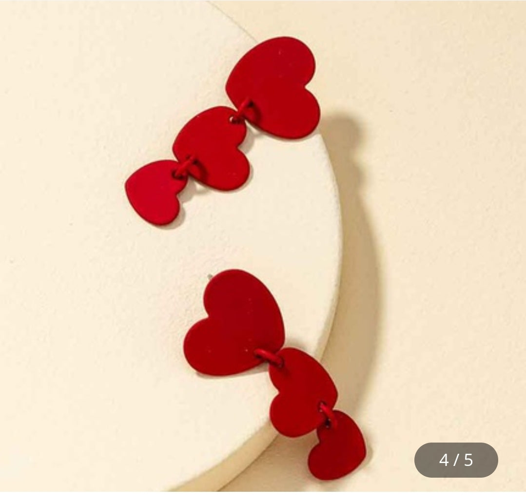 Fashion Trendy red bow or heart glam earrings (each pair sold individual)